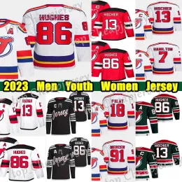 뉴저지 '데디 빌즈' '86 Jack Hughes Reverse Retro Hockey Jersey 63 Bratt Nico Hischier Dougie Hamilton Ondrej Palat Nico Daws Martin Brodeur Jersys