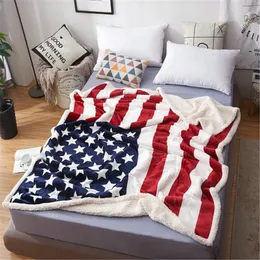 Mantas CLOOCL US UK Flag Sherpa Manta de doble capa 3D Impreso Fleece Plush Throw para sofá Aire acondicionado Edredones Drop 230808