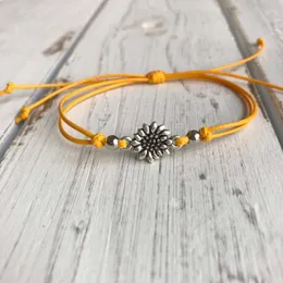 Braccialetti con ciondoli Tendenza creativa Retro Girasole Corda di cera Bracciale regolabile Gioielli Regalo di compleanno per amico Tu sei il mio sole