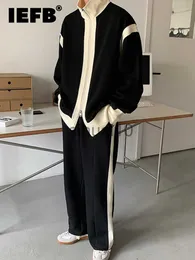 Maglioni da uomo IEFB doppia cerniera colore contrasto splicing giacca da uomo maglione tuta sportiva due pezzi 2023 casual moda coreana set da uomo 9A5716 J230808