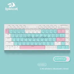 Redragon 60％Wireless RGB Mechanical Keyboard Bluetooth/2.4GHz/Wired Tri-Mode Ultra-thin Gamer HKD230808用の控えめなゲームキーボード