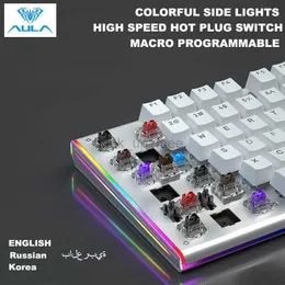 AULA Hot Swap Plug Swappable Custom Macro Programável Colorful Side Light Mecânica Gaming Full Key Teclado Anti-ghosting HKD230808