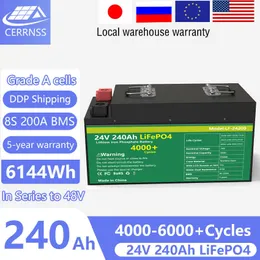 24V 240Ah LiFePO4 Bateria 6144Wh Com Grau A Célula Ferro Lítio Para Carro RV Barco Fora da Rede Solar Garantia de 10 Anos Sem Imposto