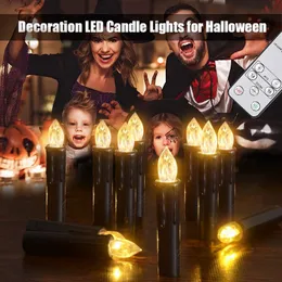 Świece LED z migającym się timerem płomienia zdalne bateria obsługiwana fałszywie świecy na świąteczne dekorację domową Halloween czarny 230808