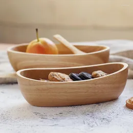 Schüsseln, japanisches Gummi-Holzboot, ovale Schüssel, Snack, Frühstück, Salat, Dessert, Obstteller, kreatives Geschirr, ganzes Holz