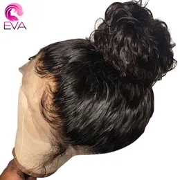 Synthetische Perücken Eva Hair 360 Full Lace Perücke Human Preplucked Curly Front für Frauen 13x6 HD Transparent 230807