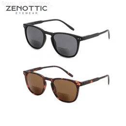 Zenottico Bifocal Reading Sun Glasses Women Men Reader Presbyopia Esili occhiali classici occhiali da sole uv400 quadrati con diottrie L230808