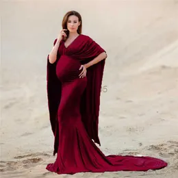 Maternity Dresses New One Shoulder Maternity Dress Summer Pregnant Women Photo Shoot Tail Maxi Long Gown Pregnancy Photography Cloak Tail Dresses HKD230808