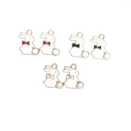 Charms 10 Pcs Novelty Korean Earrings Quirky Jewelry Pearl Bow Tie Alloy Accessories Rubber Band Pendant