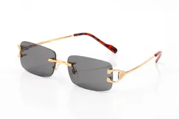 Designer polarisierte Sonnenbrille Frauen Herren Mode rahmenlose weibliche Verlaufsrechteckgold -Legierung Herren Carti Sonnenbrille rot große übergroße Brillen UV400 Brillen