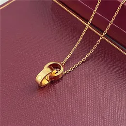 designer necklace designer jewelry clover necklace stainless steel fashion oval rings clavicular chain choker 18k gold dual ring pendant necklace for wedding gift