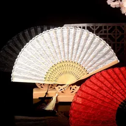 Chinese Style Products Kipas Putih/Merah/Hitam dengan Retro dan Bambu untuk Wanita Hadiah Pesta Pernikahan Genggam R230808