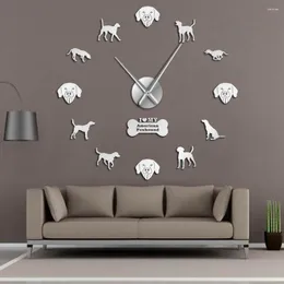 Wall Clocks American Foxhound Silhouette Clock DIY KIT Dog Breed Adhesive Frameless Stickers Large