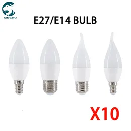 Inne ogród domowy 10pcs LED żarówka E14 E27 Lampa LED Lndoor 3W 6W 9W12W Candle Decor żyrandol AC220 Lampada 230807