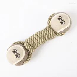 Abbigliamento per cani 1PC Giocattolo molare per animali domestici Forniture per morsi da tennis in corda di cotone
