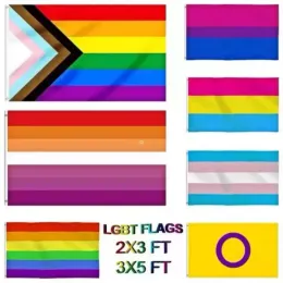 FRF Pride Flag for Outdoor, 3x5 Double Sided LGBTQ Flag Progress Pride  Flag, Lesbian Flags Rainbow Gay LGBT Banner for Wall Community Support  House