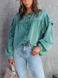 Женские куртки мода для женской джинсовая куртка oneck винтаж джинсы Coats Casual с длинным рукавом 230808