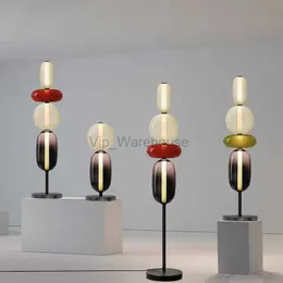 Post Modern Color Glass Floor Lamp Simple Hotel Design Bedroom Creative Eye Care Led Candy Table Lamps Office Table HKD230808