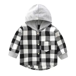 후드 땀 셔츠 Synpos Spring Kids Boys Boys Plaid Autumn Baby Girl Cotton Long Sleeve Shirt 캐주얼 어린이 후드 탑 옷 1 7 년 230807