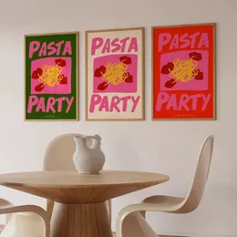 Canvas Painting Sexy lips Eclectic Pink Pasta Lovers Club Pasta Party Quotes Posters And Prints Wall Art Kitchen Dining Room Home Decor Wo6