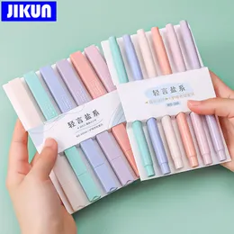 マーカーJikun Highlighters Pen 6 PCSSETダブルチップパステルカラーカワイイ文房具学生学校魔法のスケッチグラフィティマーカー230807