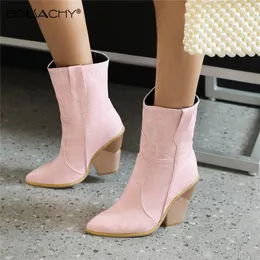 Yellow Pink Blue 500 Faux Leather Cowboy Ankle for Women Wedge High Heel Chunky Snake Print Western Cowgirl Boots Black 230807