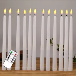 Candles Pack of 12 Remote LED Flameless Taper Candle for Dinner Plastic Flickering Battery Operated Centerpieces 230808