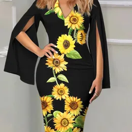 캐주얼 드레스 여름 섹시한 여자 슬림 한 핏 프린트 패션 멍청이 우아함 파라 무지르 바디 미디 드레스 멀러 2023 로브 du soir