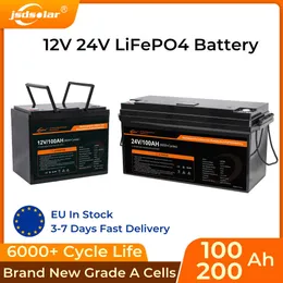 jsdsolar LiFePO4 Battery Pack 100Ah 12V 24V Built-in 100A BMS 6000+ Cycles Perfect for Backup Power Home Energy Storage Free Tax