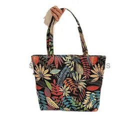 Omuz çantaları baskılı tuval çantası 2023 yeni moda etnik tarzı büyük çanta turistik cazibe ucuz omuz çantası el kadınları bagstylishdesignerbags