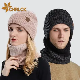 Wide Brim Hats Bucket CHRLCK Warm Winter Hat For Women Men Thick Knitted Beanies Outdoor Windproof Hiking Cycling Male Thermal Hedging Caps 230807