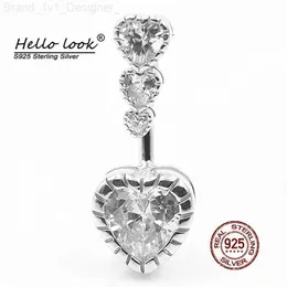 Hellolook Neuankömmling 925 Sterling Silber Bauch Ring Herz Zirkon Navel Piercing Body Jewelry Luxus Hochzeit Bauchnabel Ring L230808