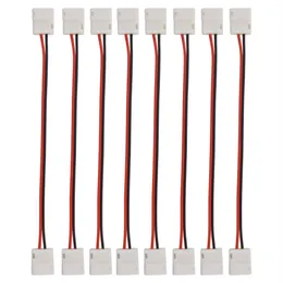 100pcs 8mm 2pin LED Connector 10mm LED Connector Adapter Cable Strip to Strip 5050 3528 Single Color LED Strip222x