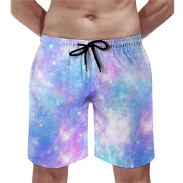 Pantaloncini da uomo rosa blu Galaxy Board Summer Colorful Outer Space Sportswear Beach Short Pants Fast Dry Casual Graphic Swim Trunks