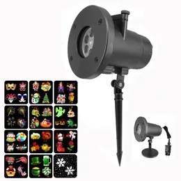 Projector Lamp LED Effects 12 Patterns Outdoor Waterproof LED Christmas Snowflake Spotlight Halloween Wedding