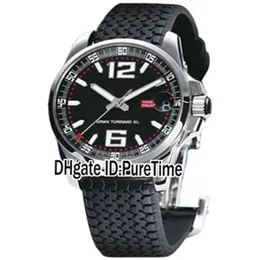 Nowy GT XL Chrono 168997-3001 stalowa obudowa czarna tarcza automatyczna męska opona gumowa czarna data zegarek sportowych Wysoka jakość CHD-B2169