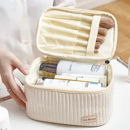 Cosmetic Bags Cases Makeup for Women Travel Toiletry Cute Bag Portable Solid Color Organizer Box Neceser PU Leather 230808