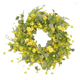 장식용 꽃 1 pcs 유칼립투스 녹색 잎이있는 인공 데이지 꽃 봄 화환 정문 벽을위한 22 인치