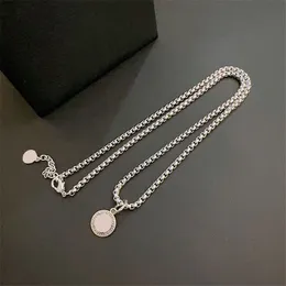 Circle Slide Silver Pendant Necklaces Women Round Plate Ornament Necklaces Female Outdoor Street Nice Party Jewelry