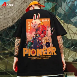 Camisetas masculinas Abfer Summer Tee Camiseta masculina de manga curta com estampa de letras de algodão estampada solta de desenhos animados gráfica Casal Tops Roupas