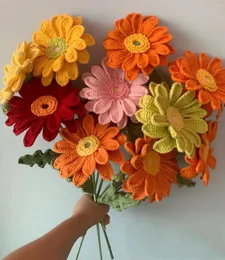 Fiori decorativi 5 pezzi Crisantemo artificiale a doppio strato Simulazione di maglieria fatta a mano Gerbera Decorazione del soggiorno di casa