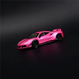 Diecast Model car CM Model 164 LBWK 488 GTB Pink Luxury Sports Racing Supercar Diecast Toy Liberty Walk Model Car Vehicle with Display Box 230809