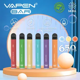 VAPEN BAR Einweg-Vape, Einweg-E-Zigaretten, 650 Puffs, 2,0 ml Kapazität, 20 mg, 2 % NIC, 500 mAh Batterie, Verdampfer, vorgefüllter Dampf mit TPD-Zertifizierung