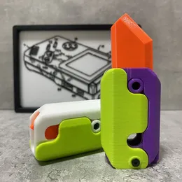 Decorative Objects Figurines 3D Printing Gravity Cub Jumping Small Radish Knife Mini Model Student Stress Relief Decompression Toy 230809