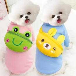 Dog Apparel Cat Cross Body Zipper Bag Cute Yellow Bear Frog Warm Clothes Pet Autumn And Winter Supplies Fighting