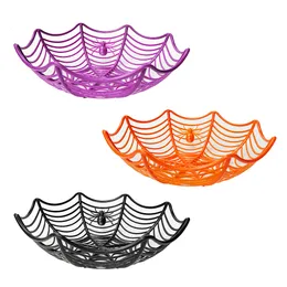 Other Event Party Supplies Halloween Candy Basket Black Orange Spider Web Bowl Biscuit Packaging Fruit Plate Trick or Treat Decoration 230808