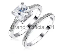 الحجم الفاخر 6-10 العلامة التجارية Princess Cut Jewelry 10kt الذهب الأبيض مملوءة Topaz محاكاة الماس الماس Wedding Ring Hing Gift with Box X0809