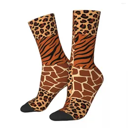 Men's Socks Leopard Giraffe Tiger Print Kawaii Shopping Cartoon Pattern