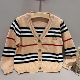 Baby Boys Girls Brand Sweaters Spring Autumn Kids Striped Cardigan tröja Bokstäver Tryckta barn Stickade rockar Outwear