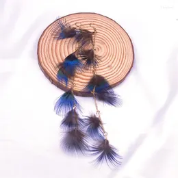 Kolczyki stadnorskie Czech Peacock Dangle dla kobiet długi łańcuch vintage frędzle biżuteria Pendientes Bohemios Exh69s04